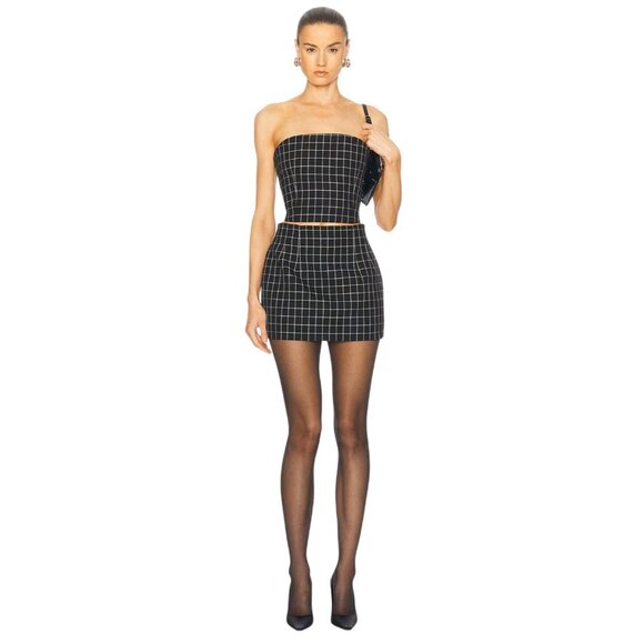 WARDROBE.NYC Corset Top in Black Plaid Small New Womens Strapless Bustier - Picture 9 of 9